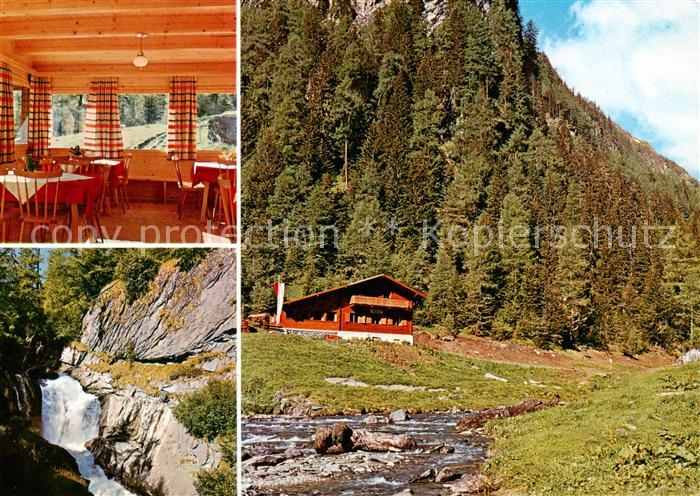 Praegraten Grossvenediger AT Jausenstation Pebell Alm Gaststube Wasserfall