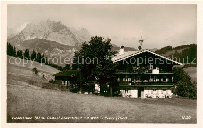 Fieberbrunn Tirol AT Gasthof Schwefelbad mit Wildem Kaiser Kaisergebirge