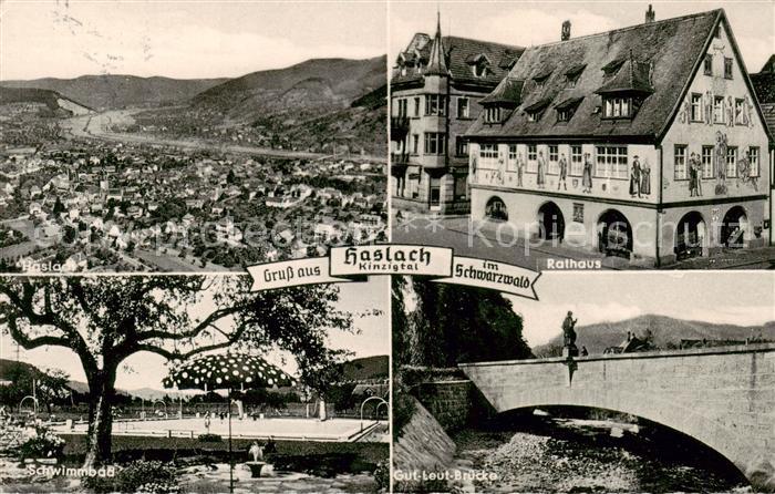 Haslach Kinzigtal Luftbild Rathaus Schwimmbad Gut-Leut-Bruecke