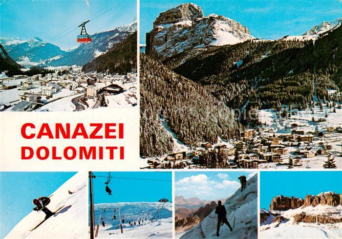 Canazei Trento IT Panorama Wintersportplatz Dolomiten Bergbahn Skigebiet