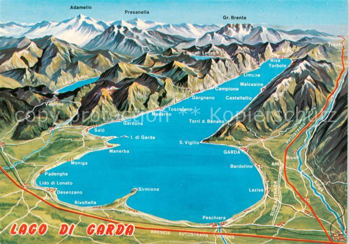 Lago di Garda Gardasee und Umgebung Alpenpanorama aus der Vogelperspektive