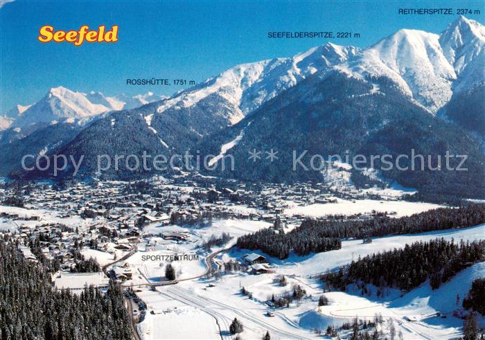 Seefeld Tirol Fliegeraufnahme mit Rosshuette Seefelderspitze Reitherspitze