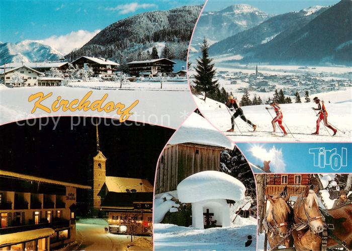 Kirchdorf Tirol AT Panorama Langlauf Bildstock Pferdeschlitten