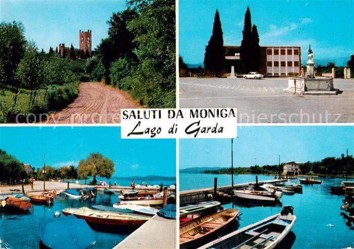 Moniga Lago di Garda IT Schloss Brunnen Hafenpartie