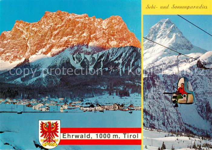 Ehrwald Tirol AT mit Zugspitzmassiv Gondellift Ehrwalder Alm mit Sonnenspitze