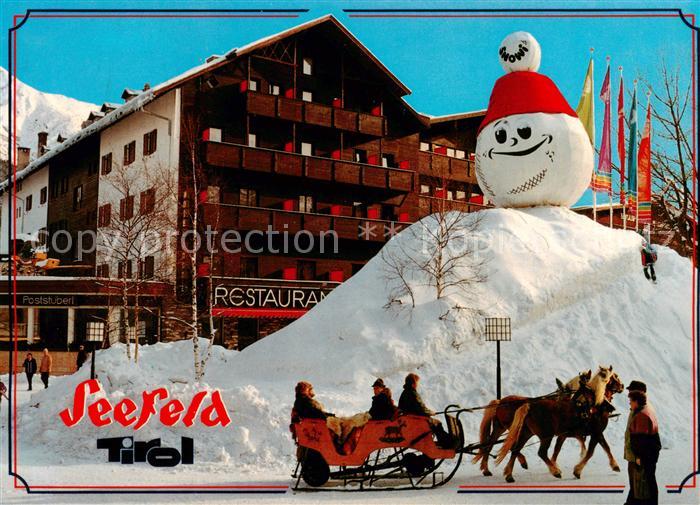 Seefeld Tirol Snowi Schneemann Pferdeschlitten Hotel Restaurant Post