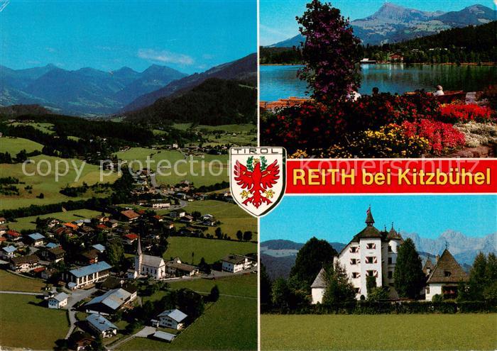 Reith Kitzbuehel Schloss Muenichau Schwarzsee Fliegeraufnahme Alpenpanorama
