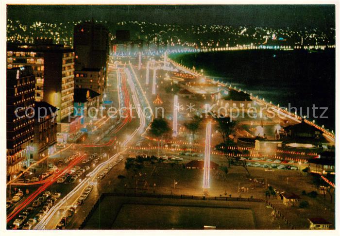 Durban  South Africa Dazzling night scene of beachfront with Durban north and La