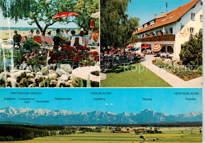 Bad Woerishofen Gaststaette Hartenthal Freiterrasse Panorama mit Wettersteingebi