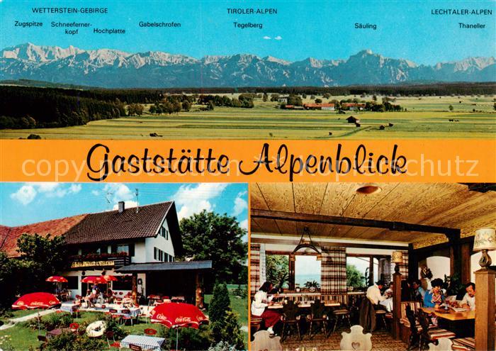 Bad Woerishofen Gaststaette Alpenblick Garten Gaststube Panorama