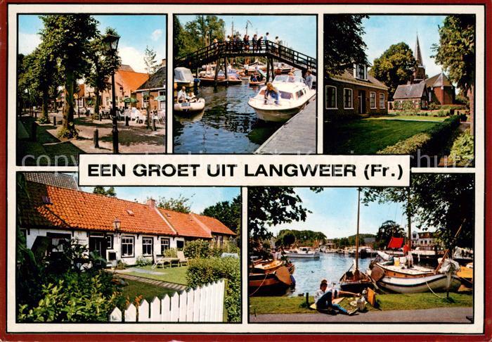 Langweer NL Teilansichten Bruecke Kirche Hafen