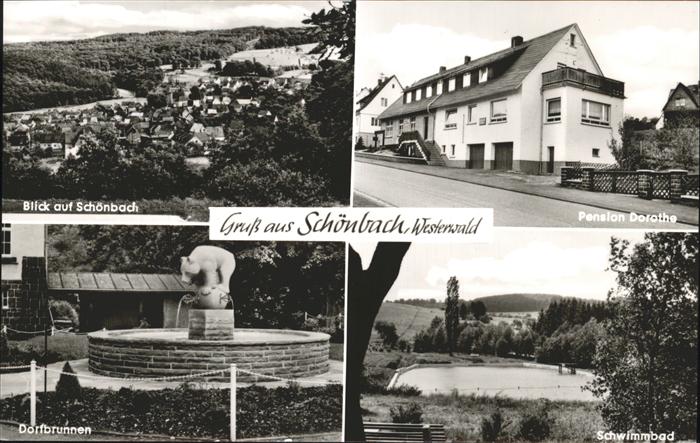 Schoenbach Dillkreis Schwimmbad Dorfbrunnen Pension Dorothe