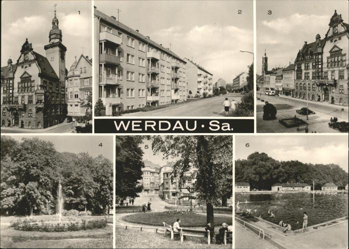 Werdau Sachsen Rathaus Marktplatz Freibad