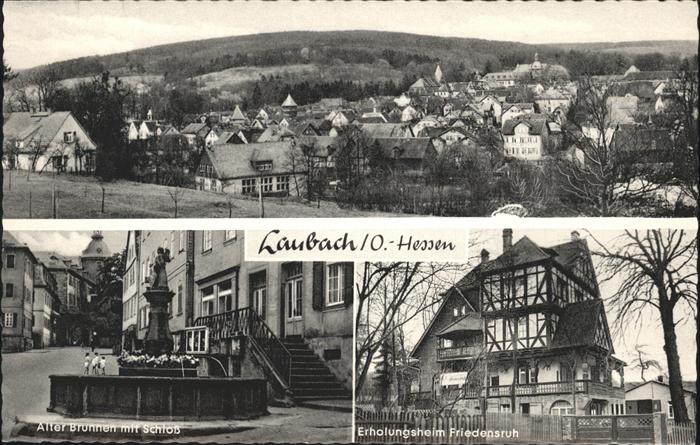 Laubach Hessen Teilansicht Laubach Alter Brunnen Schlo