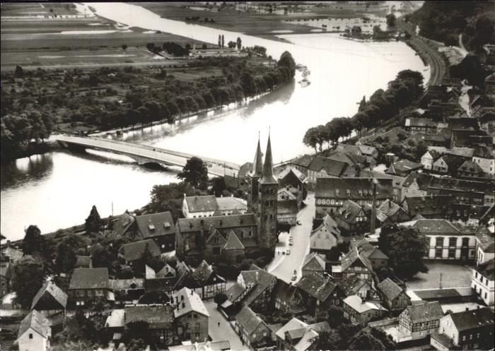 Hoexter Weser Flugaufnahme Weser
