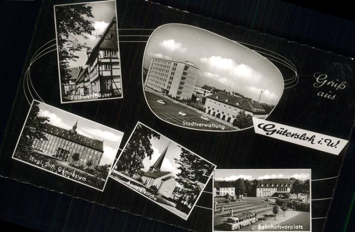 Guetersloh Bahnhofsvorplatz Fachwerkhäuser Gymnasi