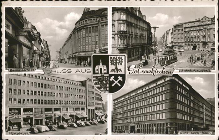 GELSENKIRCHEN NRW Wappen Bahnhofsvorplatz Hans Sachs Haus Sparkasse