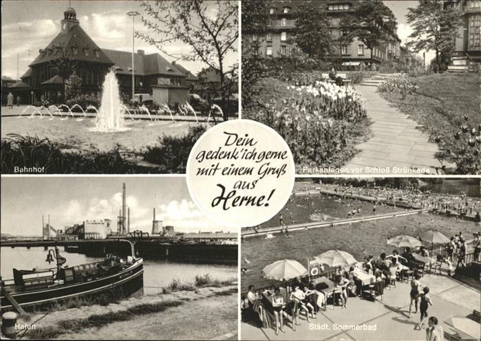 Herne Westfalen Städt. Sommerbad Park Bahnhof Hafen
