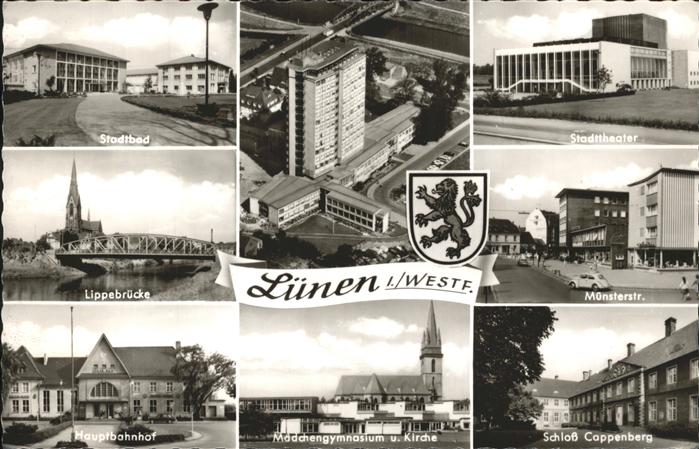 Luenen UNNA NRW Stadtbad Stadttheater Lippebruecke Muensterstrasse Hauptbahnhof