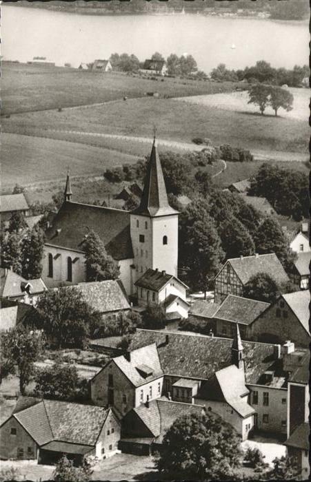Koerbecke Moehnesee St. Pankratius Kirche Luftaufnahme