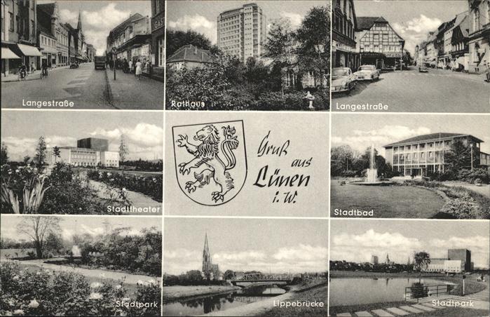 Luenen UNNA NRW Langestrasse Rathaus Stadttheater Stadtbad Stadtpark Lippebruec