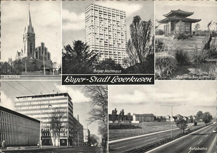 LEVERKUSEN  CITY Kirche Bayer Hochhaus Japanischer Garten Koelner Strasse