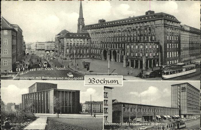 BOCHUM  CITY Stadtbad Rathausplatz STrassenbahn