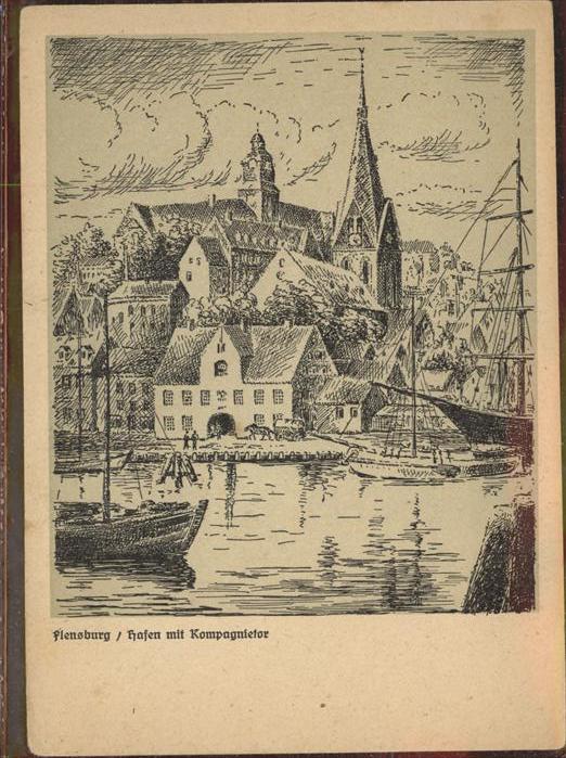 Flensburg Künstlerkarte hafen mit Kompagnietor