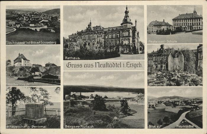 Neustaedtel Sachsen Erzgebirge Blick auf Schneeberg Rathaus Pestalozzi