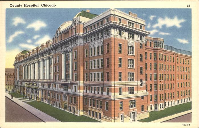 Chicago Illinois County Hospital Kuenstlerkarte