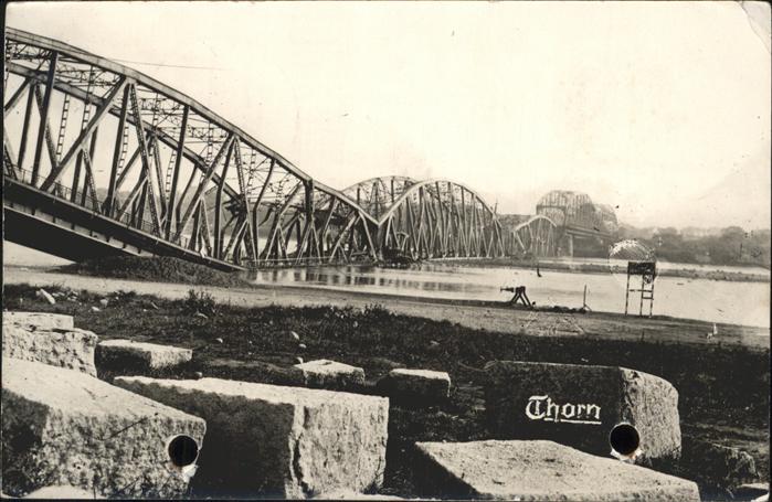 Thorn Westpreussen Torun Zerstörte Brücke an der Weichsel