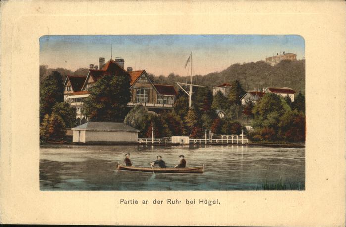 Huegel Essen Partie an der Ruhr Ruderboot