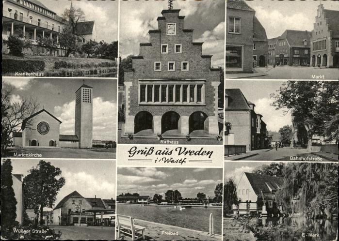 Vreden Rathaus Marienkirche Markt Freibad Kran