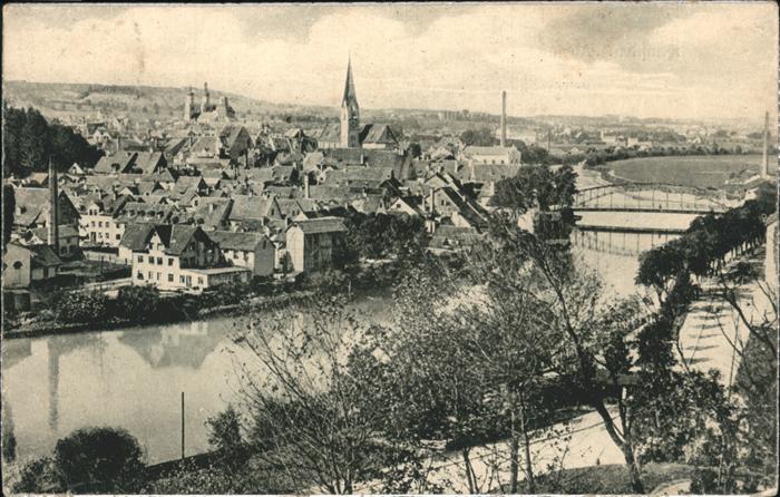 Kempten Allgaeu Teilansicht Kirche Iller Brücke
