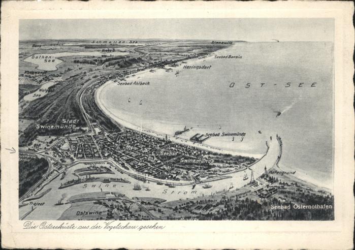 Swinemuende Ostseebad Westpommern Die Ostseeküste aus der Vogelschau gese