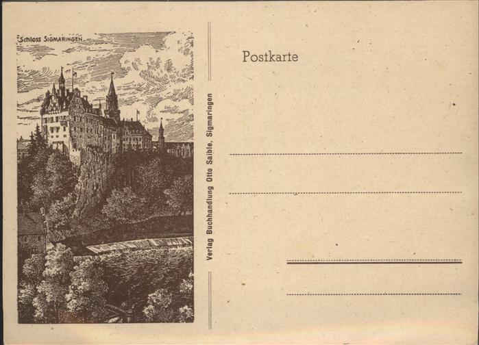 Sigmaringen Schloss Künstlerkarte Strichzeichnung