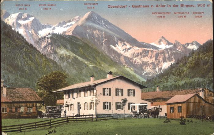OBERSTDORF Bayern Gasthaus zum Adler in der Birgsau Pferdekutsche