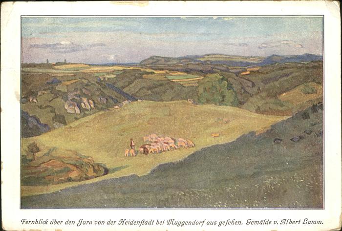 Muggendorf Fraenkische Schweiz Fernblick über den Jura Künstlerkarte G