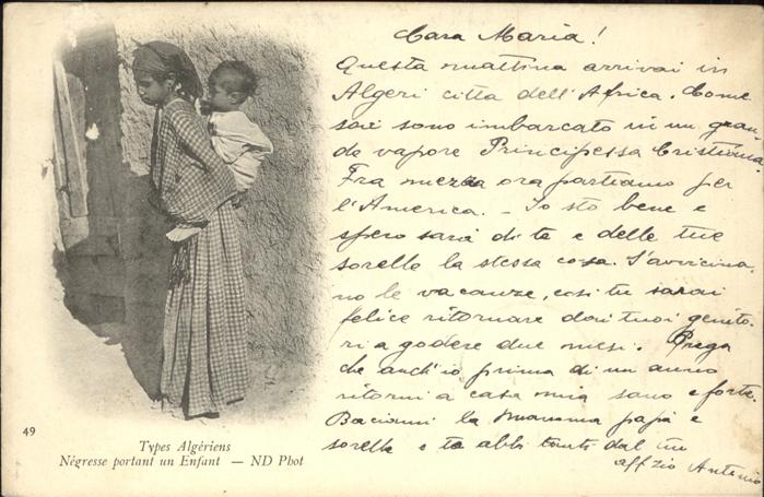 Typen Algerien Negresse portant un Enfant