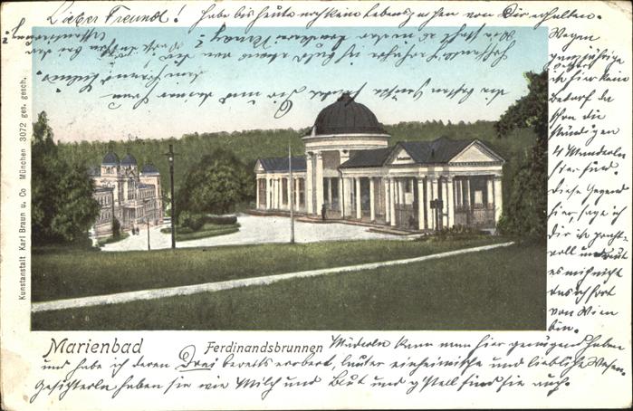 Verlag Braun Nr. 3072 Marienbad Ferdinandsbrunnen