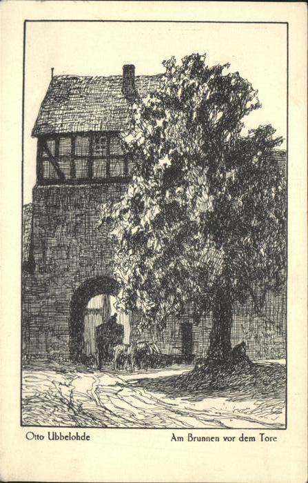 Kuenstlerkarte Otto Ubbelohde Am Brunnen vor dem Tore