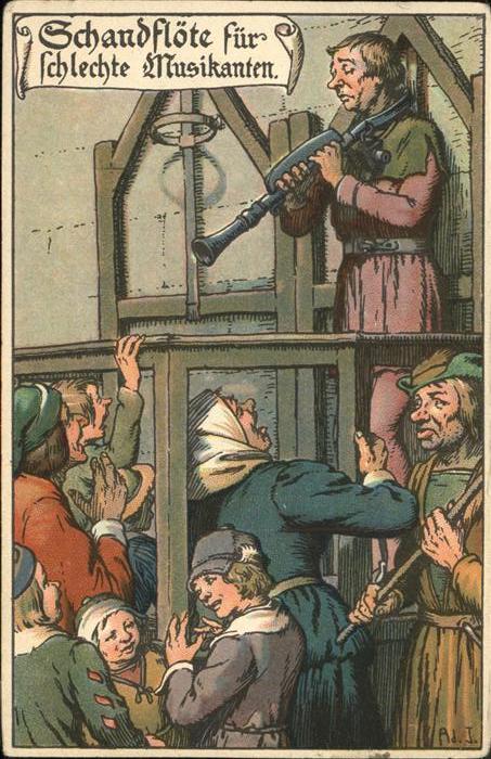 Gericht Justiz Schandflöte Musikant