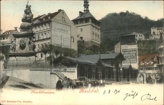 Karlsbad Eger Marktbrunnen Stadtturm