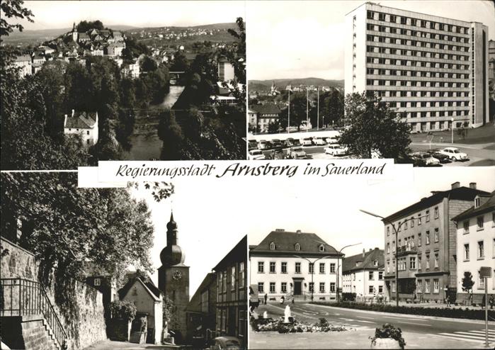 Arnsberg Westfalen Totalansicht Schloss Strasse Hochhaus