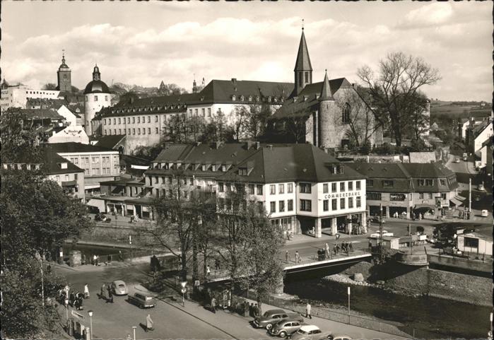 Siegen Westfalen Siegbrücke mit Blick zur Oberstadt Kirc