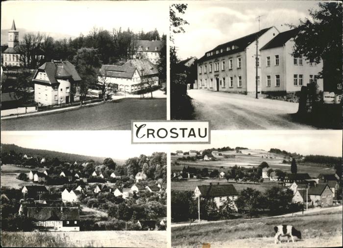 Crostau Gesamtansicht Strassenpartie Kirche Kuh