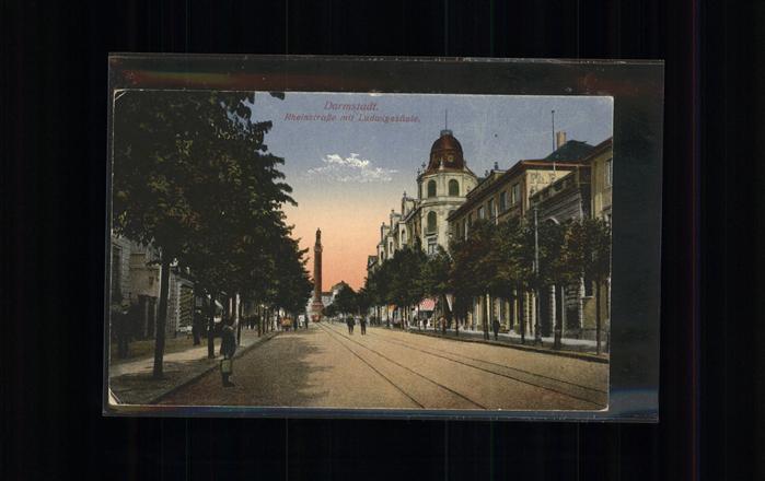 Darmstadt Rheinstrasse mit Ludwigssäule Feldpost