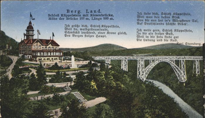 REMSCHEID NRW Schloss Kueppelstein mit Riesenbruecke Bergisches Land Gedicht Kar