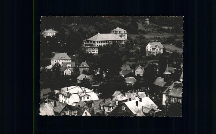 Schwarzburg Thueringer Wald Panorama mit Forstschule
