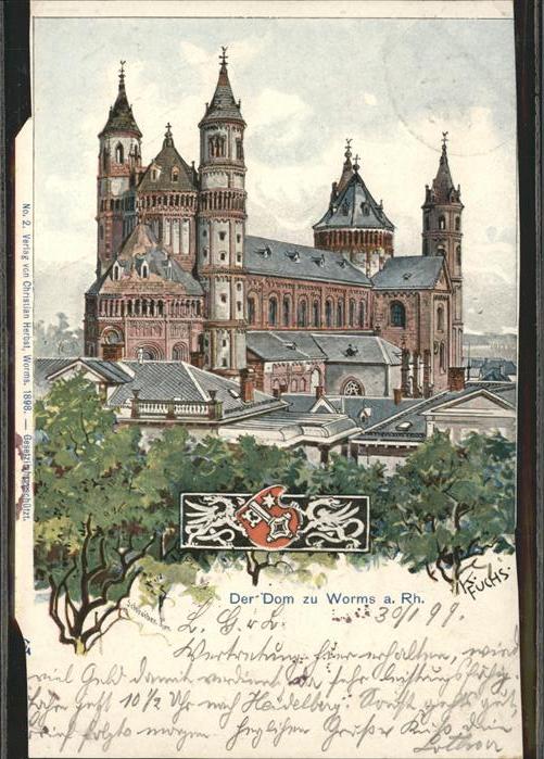 Worms Dom Wappen Künstlerkarte